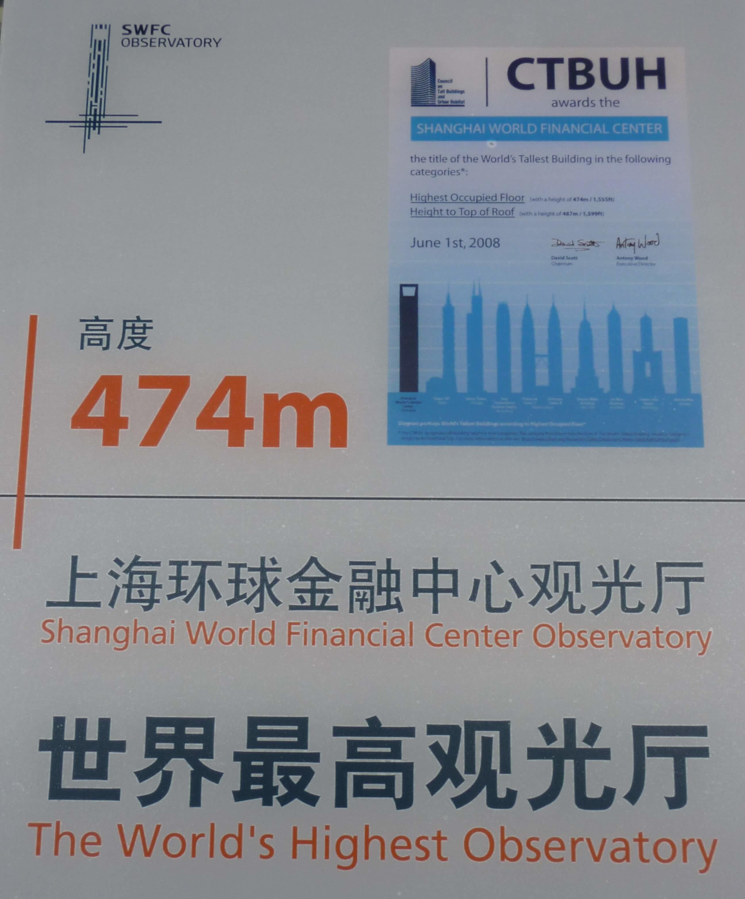 上海環球金融中心の最上階高度474m